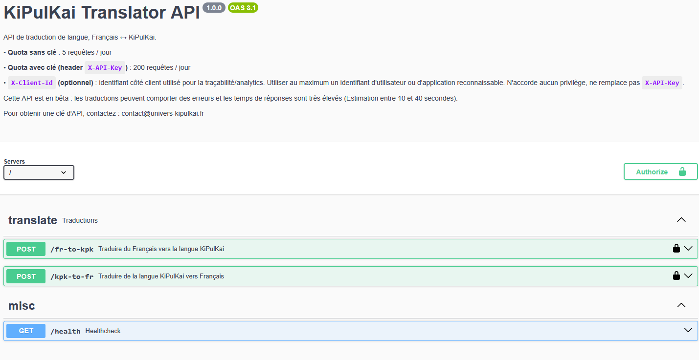 KiPulKai Translate API